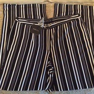 New Michel Studio Striped Black and White Wide Leg Pant